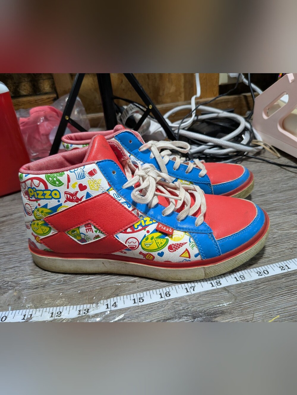 Vintage Lotto Pizza Leather high-top Sneakers Mens Size 6.5